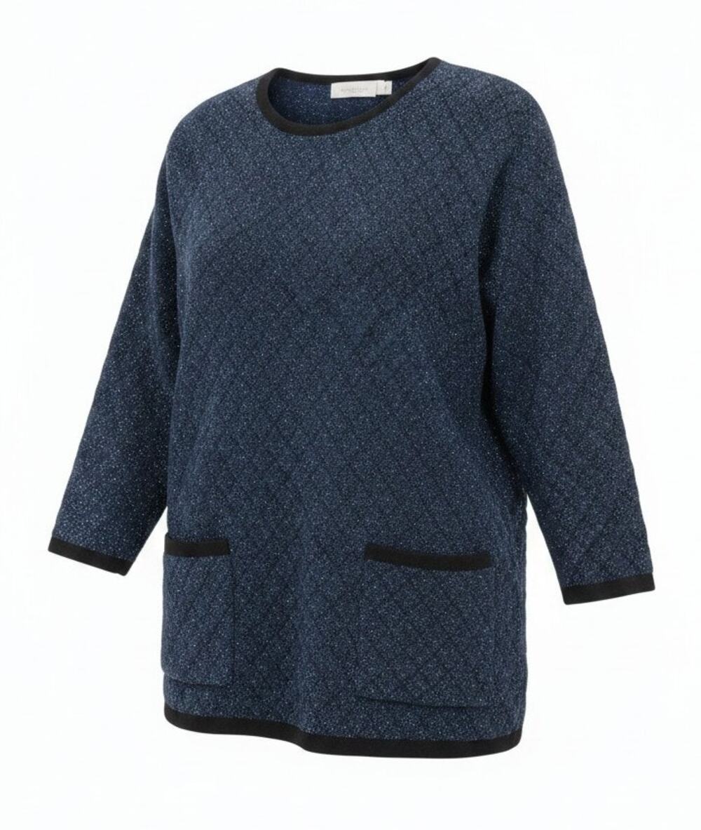Karen Lessly Women's Blue Sparkle Knit Long Sleeve Sweater Top, Medium, Acrylic
